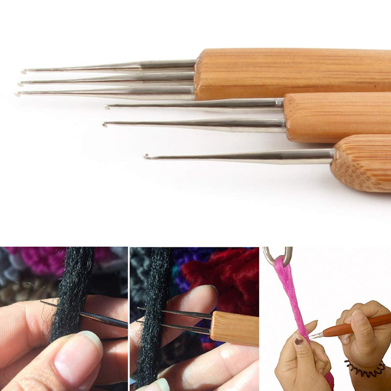 3PCS/Set Dreadlock Crochet Needle - Crochet Needle for Dreadlocks Loc Crochet Needle Crochet Hair Needle Locs Tools for Dreads 0.75mm(1Hook,2Hook,3Hook) 3 Piece Set - NewNest Australia