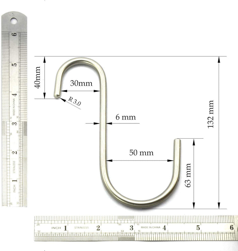 NewNest Australia - NXG 6 Pack 5.25 Inch Heavy Duty Solid Stainless Steel S Hook S Shape Durable Hanging Hooks for Heavy Items Tools, Auto Parts, Bicycle, Tires, Hoses. 