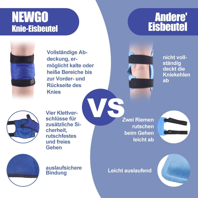 NEWGO Cooling Sleeve Knee Cooling Bandage, Reusable Gel Cold Pack Knee Wrap Around Entire Knee for Knee Replacement Surgery, Knee Ice Pack for Knee Pain Relief, 1 Piece Blue - NewNest Australia