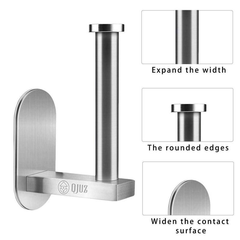 QJUZ Adhesive Toilet Paper Holder, Lavatory Toilet Paper Holder for Bathroom Kitchen on Wall, Toilet Tissue Paper Holder, Stainless Steel Brushed Holder, Drill Free 1 - NewNest Australia