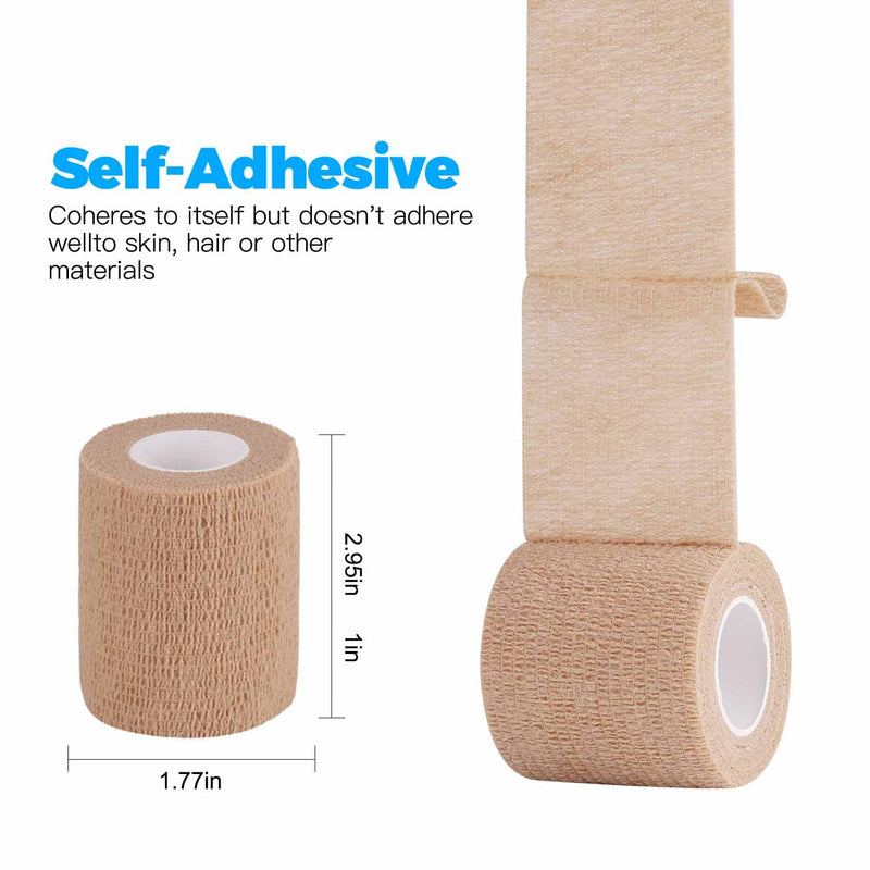 Bandage Wrap Self Adhesive Bandage Wrap Breathable Cohesive Bandage Wrap Rolls Athletic Elastic Self Adherent Wrap for Sports Injury ,Wrist, Ankle Sprains (Beige, 3 Inch (Pack of 8)) Beige 3 Inch (Pack of 8) - NewNest Australia