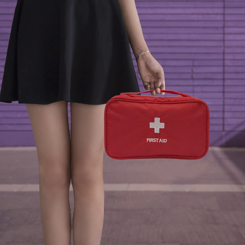 ALLY-MAGIC First Aid Bag Empty Pouch Travel Emergency Pouch Small Medical Kit Portable Travel First aid kit Mini Medicine Storage Bag for Camping Hiking Outdoor Activities Y4-STJJB (Red-1) Red-1 - NewNest Australia