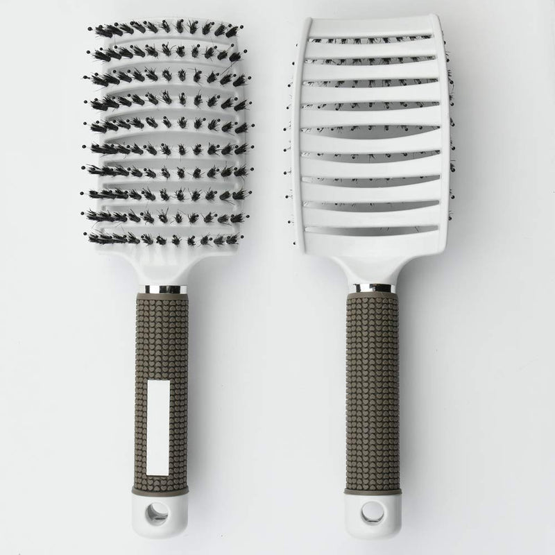 URAQT Hair Brush, Boar Bristle Paddle Hairbrush for Women, Soft Massage Hair Comb, Detangle Hair Brush for Long Thick Curly Hair, Reducing Hair Breakage and Frizzy White - NewNest Australia