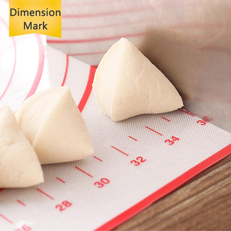 NewNest Australia - Silicone Pastry Mat Non Stick Extra Thick Baking Mat with Measurement Fondant Mat, Counter Mat, Dough Rolling Mat, Oven Liner, Pie Crust Mat (16''(W)20''(L)) M-16''(W)*20''(L) 1#Red 