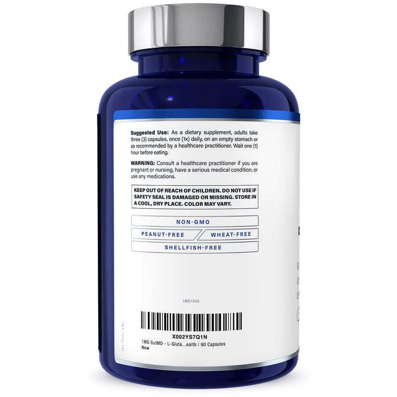 1MD Nutrition GutMD - L-Glutamine and Prebiotic for Gut Integrity | Promote Digestive Tract Health | 90 Capsules 90 Count (Pack of 1) - NewNest Australia