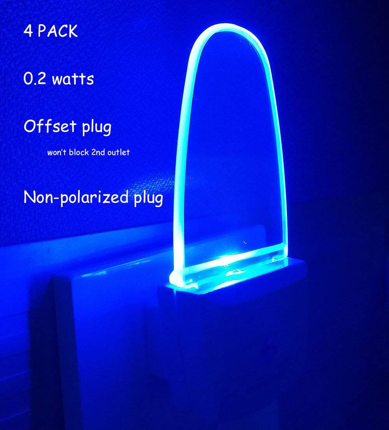 4 Pack Night Light Lamp with Dusk to Dawn Sensor, Plug in, Blue Led Night Light - NewNest Australia