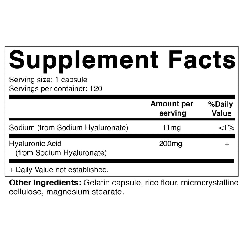 Vitamatic Hyaluronic Acid Supplements 200mg - Supports Healthy Connective Tissue and Joints - Promote Youthful Healthy Skin - 120 Capsules - NewNest Australia