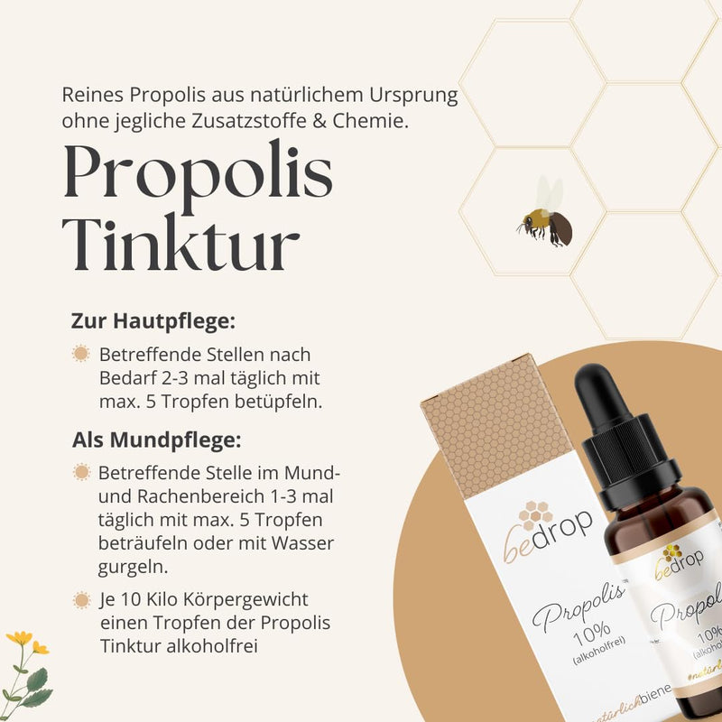 Bedrop Propolis Drops Without Alcohol, 30 Ml, Propolis Extract Tincture, Also Suitable For Children And Animals, Pure Beekeeper Quality, Alcohol-Free, No Additives - NewNest Australia