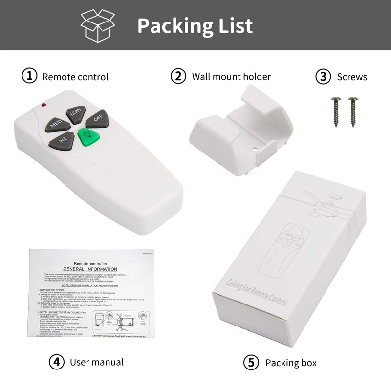 53T Ceiling Fan Remote Control Replacement for Harbor Breeze Hampton Bay Hunter, Replace 2AAZPFAN53T FAN-53T L3HFAN11T FAN-11T L3HFAN35T1 FAN-35T KUJCE9103 CHQ8BT7030T CHQ7030T UC7030T (Remote Only) 53T - NewNest Australia