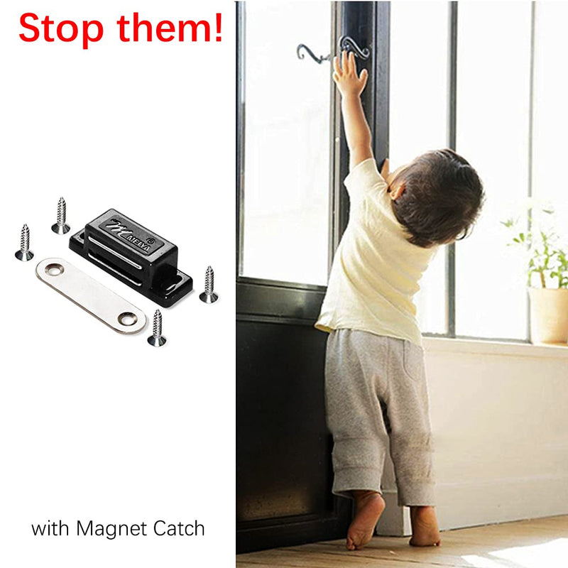 12 Pack Cabinet Magnets Magnetic Door Catch for Kitchen Bathroom Cupboard Wardrobe Closet Closures Cabinet Door Drawer Latch 15 lbs Screws Included (Black) Black - NewNest Australia