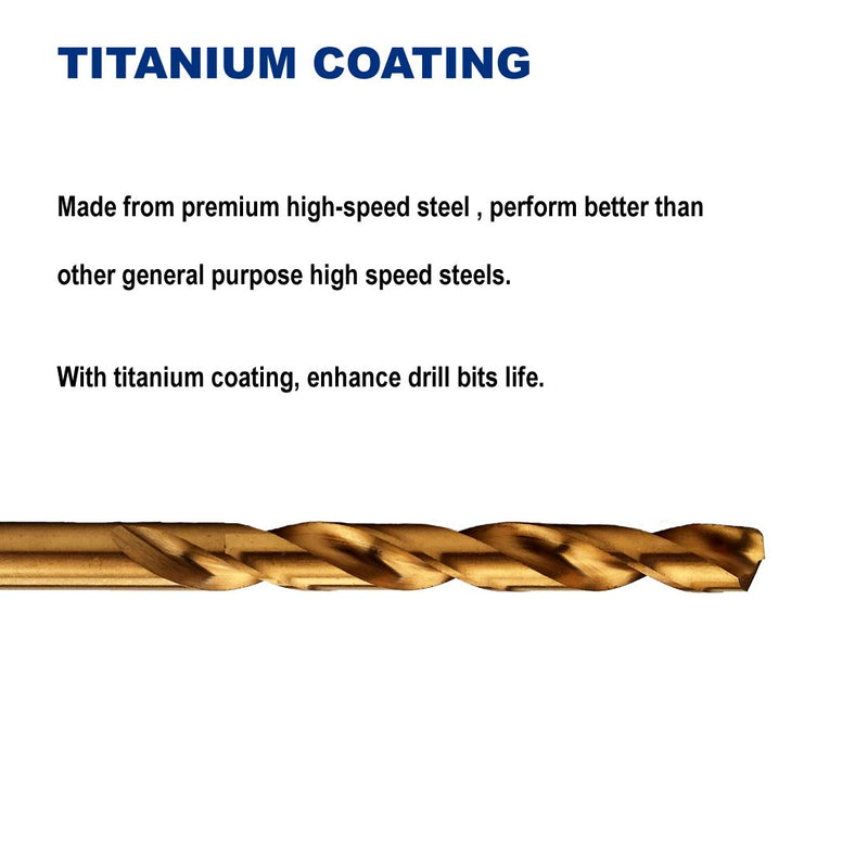 Pack of 12, 9/64-Inch Titanium Nitride Coated Drill Bit, High Speed Steel, Jobber Length, for Metal, Plastic, Wood - NewNest Australia