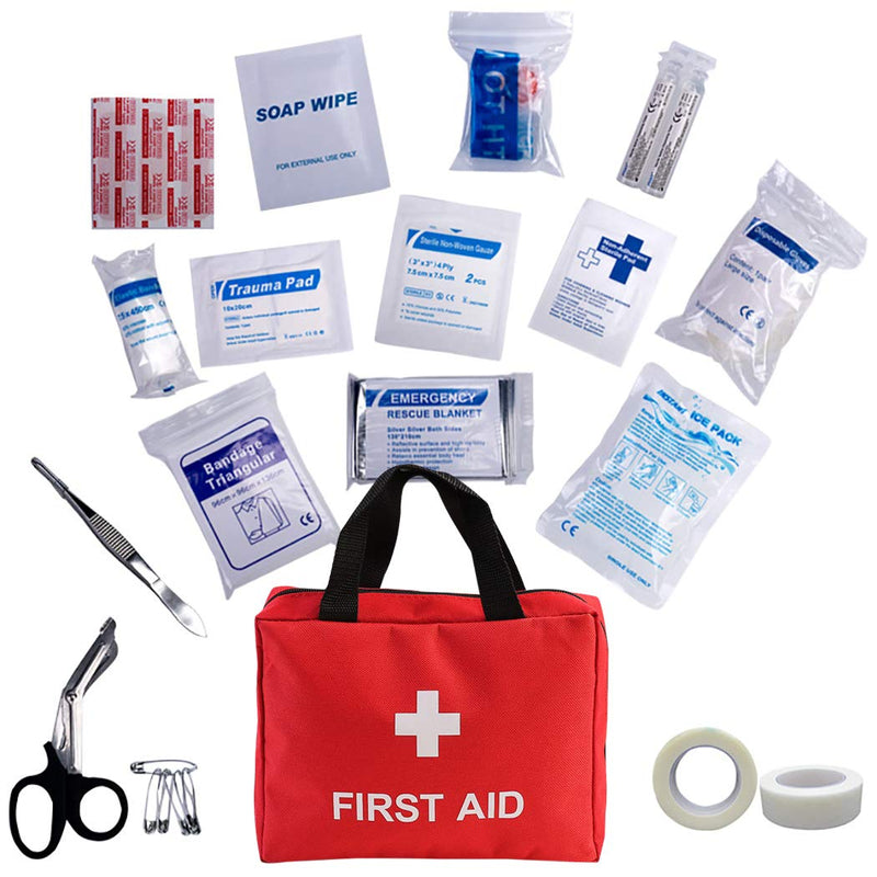 Aoutacc Empty First Aid Bag, Nylon Compact and Lightweight First Aid Kit for Emergency at Home, Office, Car, Outdoors, Boat, Camping, Hiking(Bag Only) (2 Pack Red With Handles) 2 Pack Red With Handles - NewNest Australia