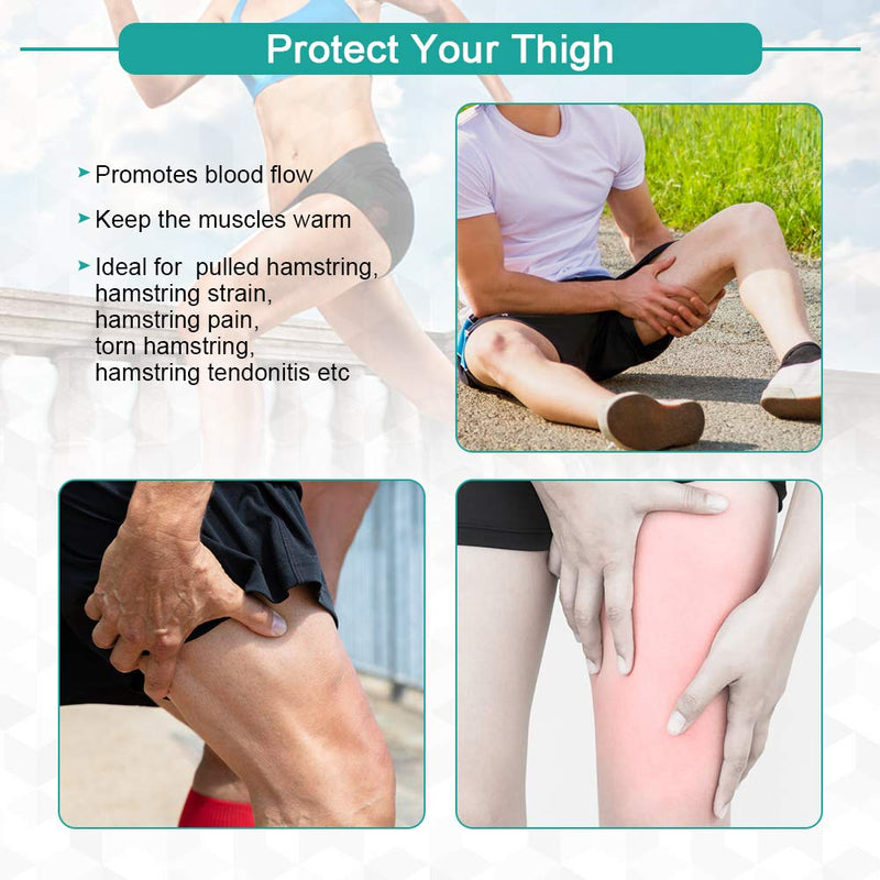 Thigh Support Brace, Hamstring Wrap Compression Sleeve with Anti-Slip Strip Support Thigh Quad Sprains, Tendonitis, Strains, Pulled Muscle Injury Rehab and Recovery, Fits Men and Women (Blue) - NewNest Australia