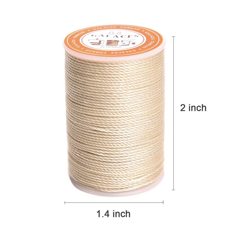 FANDOL Waxed Polyester Cord Wax-Coated Strings Waterproof Round Wax Coated Thread for Braided Bracelets DIY Accessories or Leather Sewing (Beige) Beige - NewNest Australia