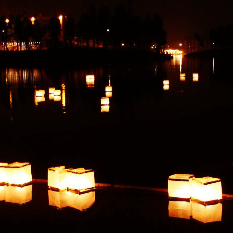 NewNest Australia - Diagtree 20 Pack Square Chinese Lanterns Wishing, Praying, Floating, River Paper Candle Light, Floating Lanterns for Lake or River, Floating Water Lanterns, Lanterns Floating 5.9" 5.9" 5.9" 