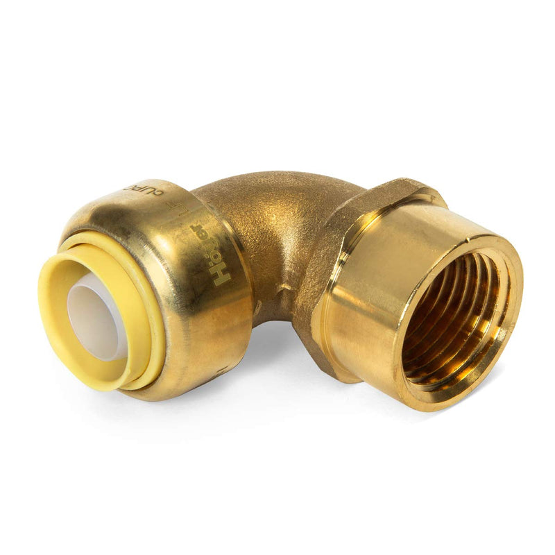 (Pack of 2) EFIELD Hoger PUSH FIT 1/2" x1/2" FNPT Female Threaded Elbow Fittings Push to Connect Pex, CPVC, 1/2 Inch With A Disconnect Clip, Lead Free Brass 2 Pieces - NewNest Australia
