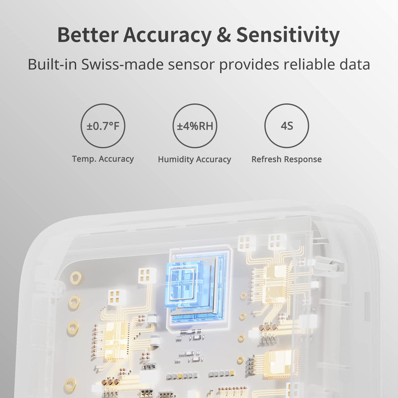 SwitchBot Thermometer Hygrometer, Bluetooth Indoor Humidity Meter and Temperature Sensor with App Control, Large LCD Display, Notification Alerts, Data Storage Export, Remote Monitor for Home - NewNest Australia