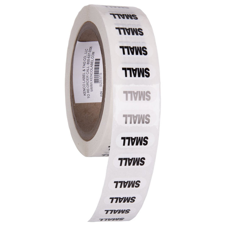 Clothing Size Strip Labels - 1.25" X 5" - 250 Strips Per Roll - Clear with Black and White Ink by Kenco (Small) Small - NewNest Australia