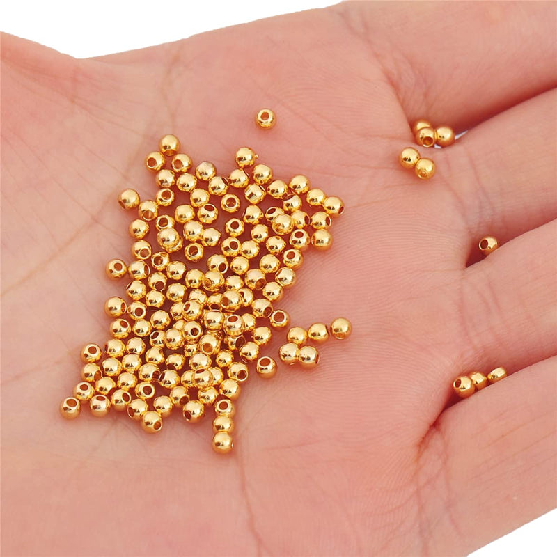 BEADIA 18K Gold Plated Round Spacer Beads 2.5mm 500pcs for Jewelry Making Findings - NewNest Australia