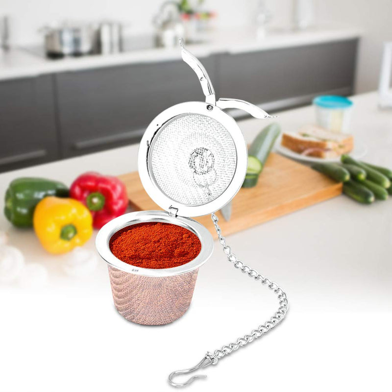 Reusable Coffee Tea Infusing Mesh Brewing Basket Stainless Steel Tea Strainer Mesh Ball Herbal Spice Filter Soup Infuser with Chain(L) L - NewNest Australia