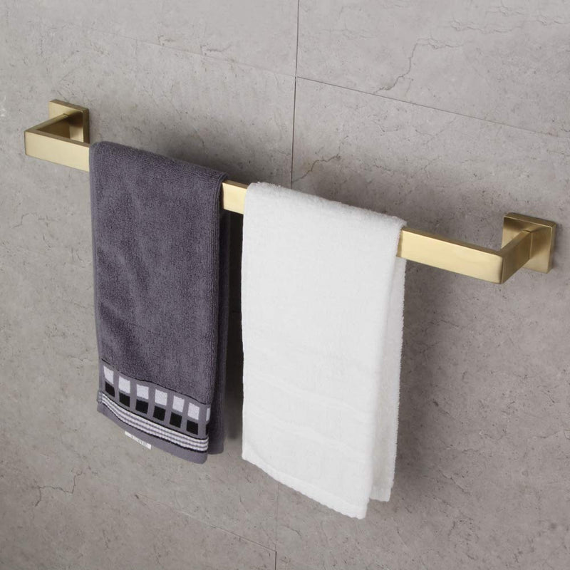 GERZWY 24-Inch Bathroom Towel Bar Stainless Steel Bath Towel Bar Modern Square Style Wall Mount Brushed PVD Zirconium Gold FG160160-BZ - NewNest Australia