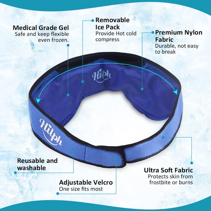 Hilph® Migraine Ice Head Wrap Headache Ice Pack, Gel Cold Pack Head Ice Pack Wrap Headband Cold Therapy for Headache, Occipital Neuralgia, Chemo Surgery, Itching - 29.5"x 3.5" - NewNest Australia