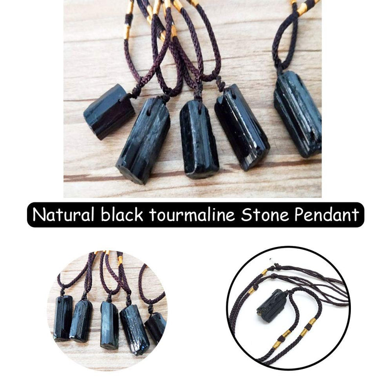 Comidox 2Pcs Natural Black Tourmaline Stone Pillar Pendant Necklace Tourmaline Amulet Natural Free Form Crystal Healing Pendant - NewNest Australia