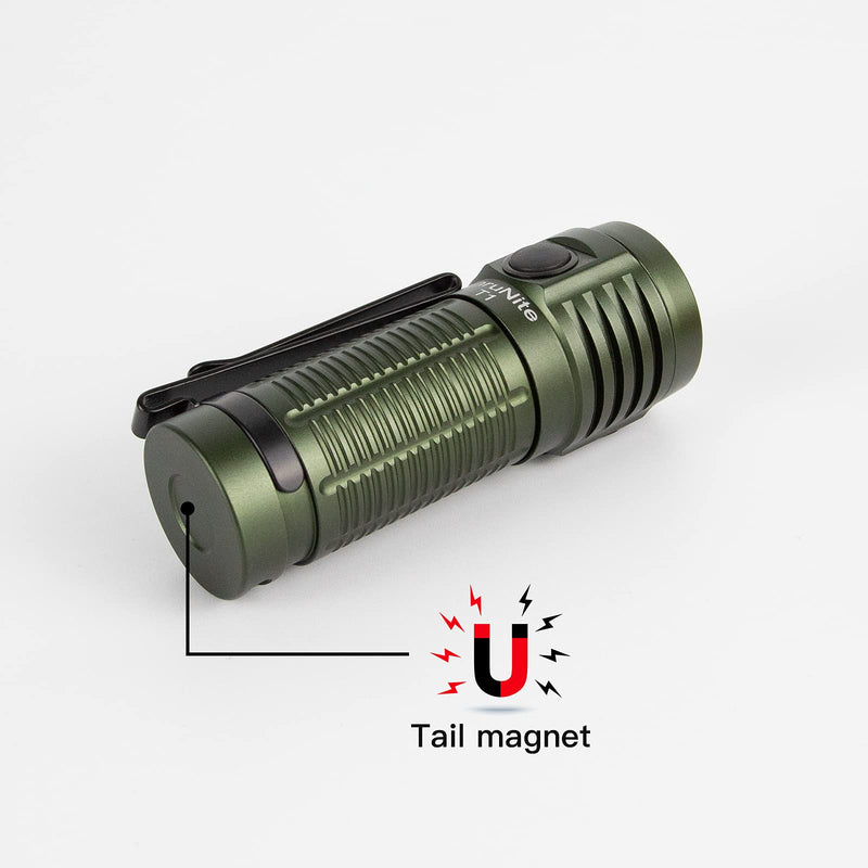 ThruNite T1 EDC Flashlight USB Rechargeable Mini LED Pocket Light with Magnetic Tailcap, Cool White Dark Green-CW - NewNest Australia