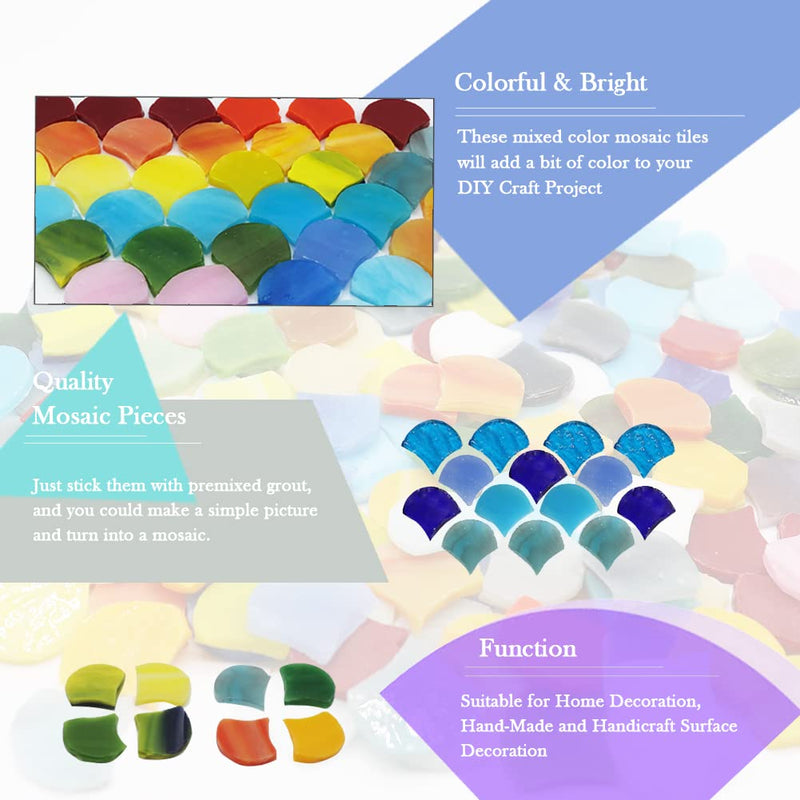 LITMIND 160 Pieces Precut Fan-Shaped Petal Mosaic Tiles, Glass Craft Flower Leaves Stained Glass Supplies, Garden Glass Mosaic Making Supplies for DIY Crafts, Stained Glass Kits - NewNest Australia