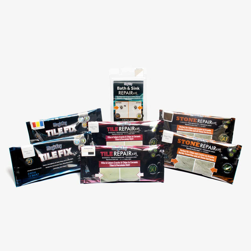 MagicEzy Stone Repair Ezy: (Black) Marble, Granite, Quartz Countertop Chip Repair Kit | Stone Fix, Laminate, Corian, Travertine| Super Strong Seam Filler Black - NewNest Australia