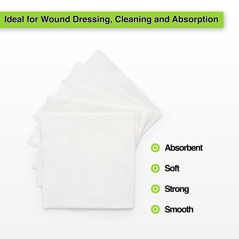 Posi Pulse 10cm x 10cm, 200ct Non-Sterile Gauze Swabs - 4 Ply Non-Woven Blend of Soft Strong Smooth Viscose/Polyester, 30g, Latex Free, CE Certified, White for Wound Dressing, Cleaning, Absorption - NewNest Australia