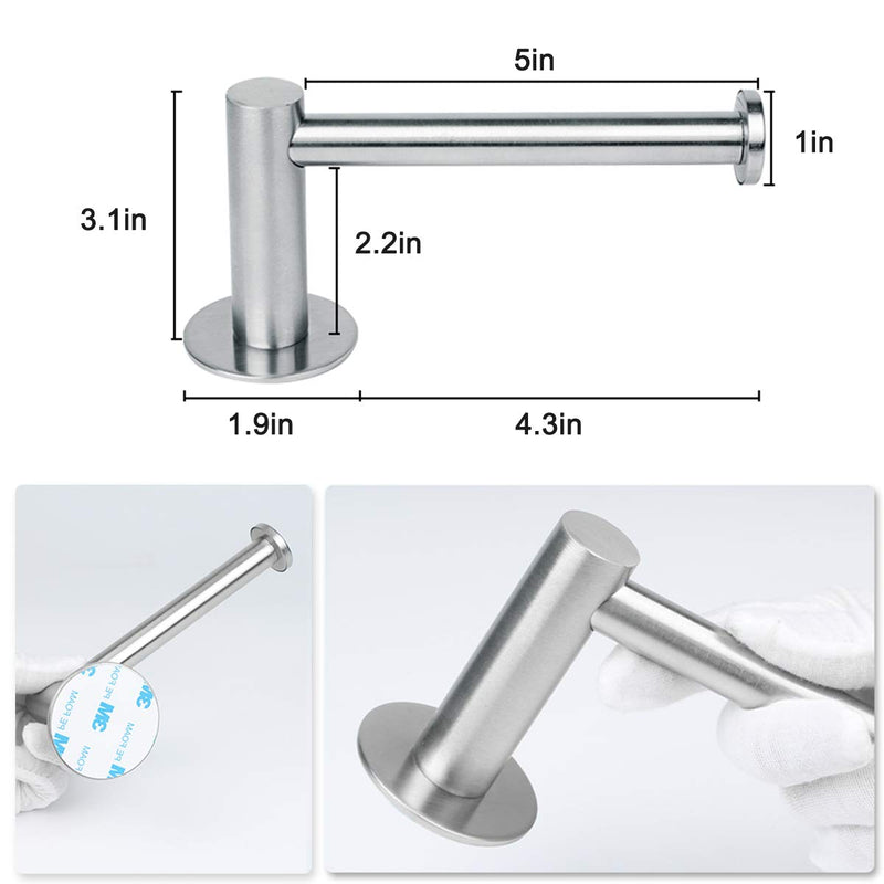 Toilet Paper Holder SUS304 Self Adhesive Toilet Roll Holder no Drilling for Bathroom Kitchen Washroom Stick on Wall Stainless Steel Brushed - NewNest Australia