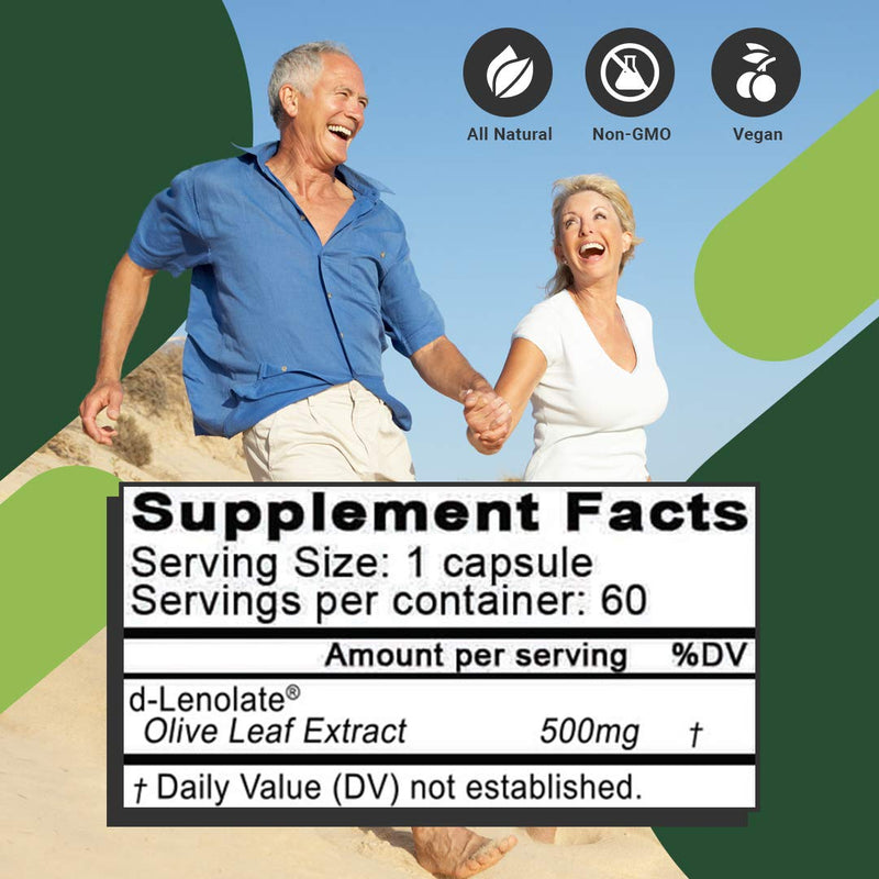 East Park Olive Leaf Extract (OLE) Super Strength d-Lenolate 500mg | 18% or More Oleuropein Immune System Booster | 60 Vegetarian Capsules (Non-GMO) - NewNest Australia