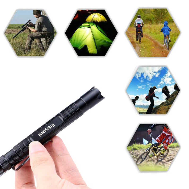 Enjoydeal 5PCS LED Pen Light Flashlight Ultra Slim XP-E R3 1000LM Penlight Waterproof Pocket Flashlight For Indoor Outdoor Inspection Work Repair and Emergency 5.5inch New Black Grid 5.5inch - NewNest Australia