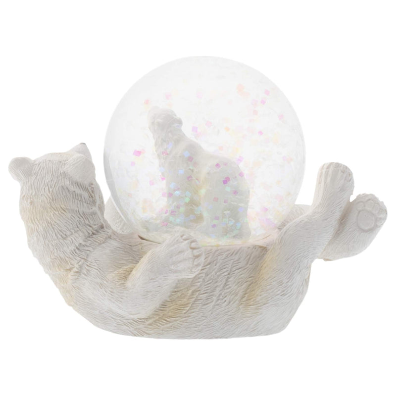 NewNest Australia - Elanze Designs White Polar Bear Mommy and Cub Figurine 45MM Glitter Water Globe Decoration 