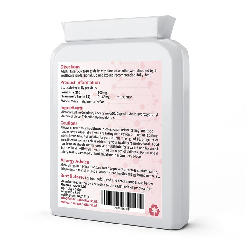 CoEnzyme Q10-100mg CoQ10 Supplement -90 Capsules - High Strength Naturally Fermented Trans Form Co Enzyme Q10 - Enhanced with Vitamin B1 to Support Healthy Heart Function and Energy Metabolism 90 Capsules - NewNest Australia