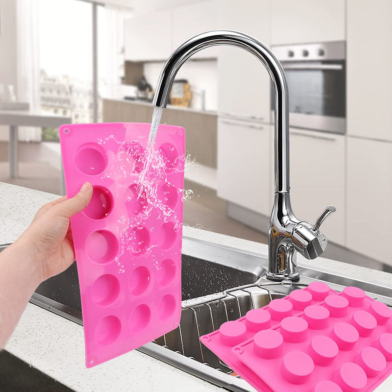 BAKER DEPOT 15 Holes Cylinder Silicone Mold For Handmade soap Chocolate jelly Pudding DIY Resin Mould Hole Dia: 1.5 inch Vol: 20ml Set of 2 - NewNest Australia