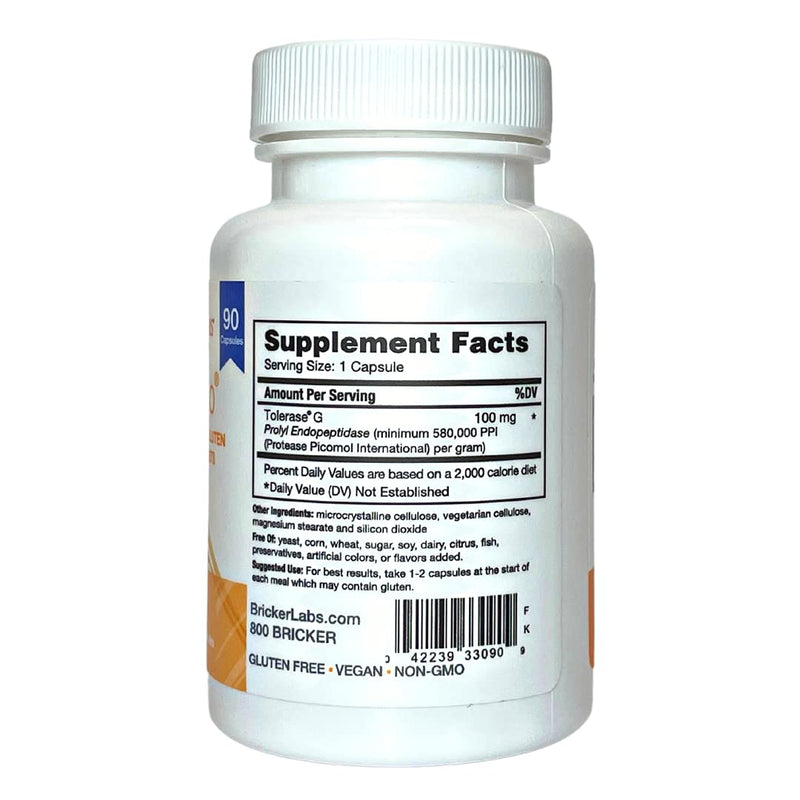 Bricker Labs Glutngo with Tolerase G 100mg, 90ct | Clinically Proven to Help Digest Gluten | Fast, Effective & Safe digestive supplement - NewNest Australia