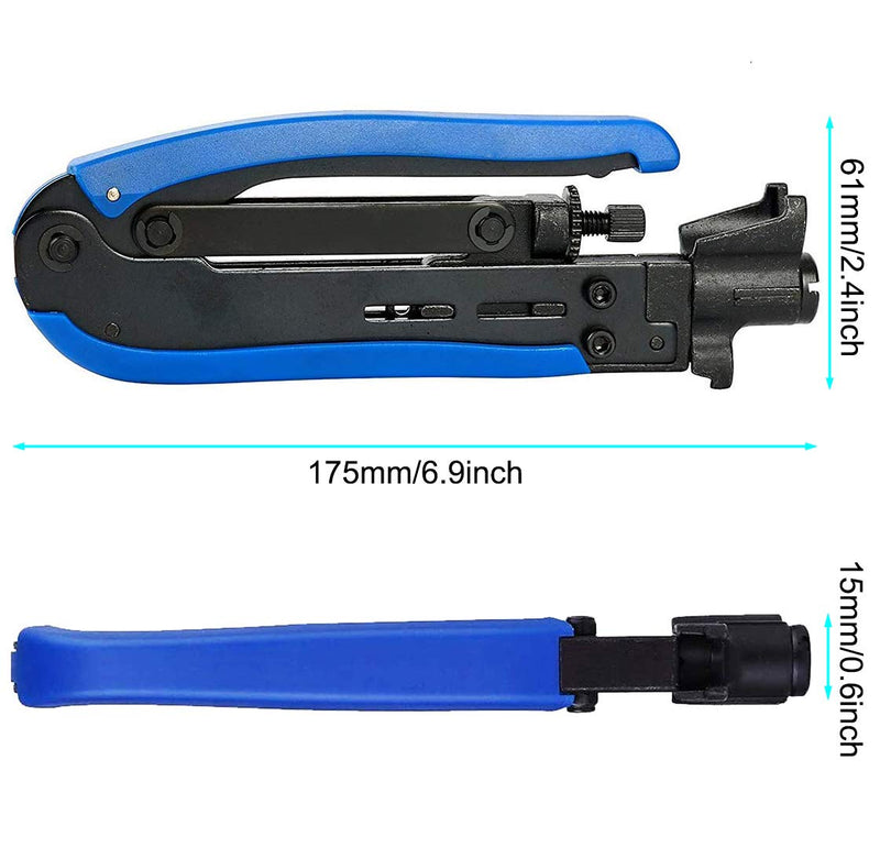 RG6 Compression Tool Coax Cable Crimper Kit, Coax Cable Crimper Kit, Coaxial Compression Tool, Adjustable RG6 RG59 RG11 75-5 75-7 Coaxial Cable Stripper - NewNest Australia