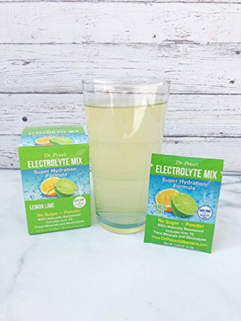 Dr. Price's Vitamins Electrolyte Mix Supplement Powder, 72 Trace Minerals, Potassium, Sodium, Electrolyte Replacement Keto Drink | Lemon-Lime 30 Packets | No Sugar, Keto, Vegan, Non-GMO, Gluten-Free - NewNest Australia