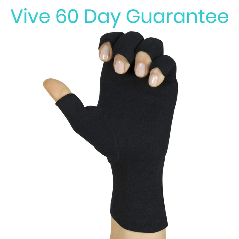 Vive Rheumatoid Arthritis Gloves - Men and Women Fingerless Compression Wrap for Hand Pain and Osteoarthritis - Black Hand Wrap for Arthritic Joint Symptom Relief - Open Finger Fit Small (1 Pair) - NewNest Australia