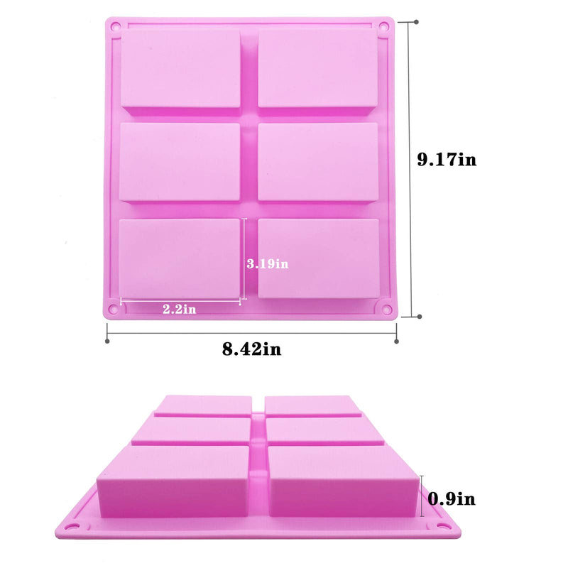 Silicone Soap Molds,6 Cavities Rectangle Silicone Molds for Homemade Craft Soap Mold, Cake Mold, Chocolate Mold ＆ Ice Cube Tray -Molds Set of 3(Blue & Purple& Pink). - NewNest Australia