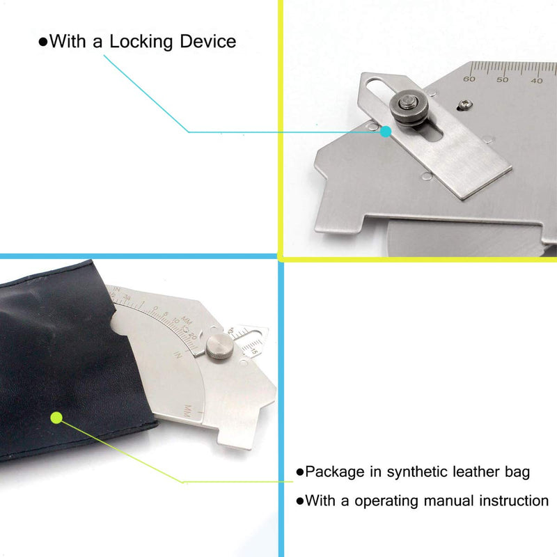 WeldingStop Bridge Cam Gauge Welding Fillet Throat Gage Welding Gauge MG-8 for Inspection of Welded Surface Weld Joints Bevel Angle Inch/mm Stainless Steel Weld Gage - NewNest Australia