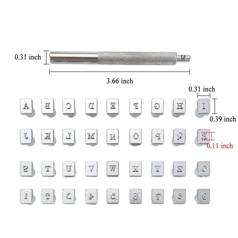 Yoption 36Pcs Leathercraft Metal Letter and Number Stamps Punch Set Tool, 26 Alphabet Imprinted Leather Punching Tools for Leather Belt Bag Hat Shoes Craft Marking (3MM) 3MM - NewNest Australia