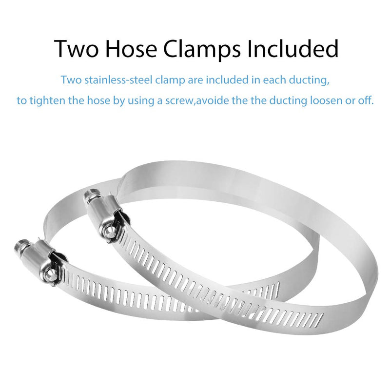 YIJUHOU 4 Inch 5 Feet Air Ducting, Flexible Aluminum Dryer Vent Hose for HVAC Ventilation, Fan Filter and Grow Tent, 2 Clamps Include 4IN*5FT Black - NewNest Australia