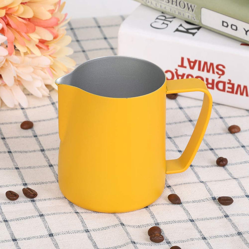 Coffee Latte Cup, Stainless Steel Milk Frothing Jug Frother Coffee Latte Container Cup Coffee Utensils 350ml (Yellow) Yellow - NewNest Australia