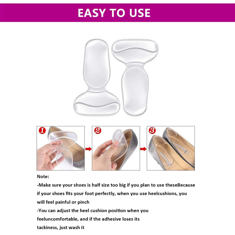 DRERIO 14 Pcs Heel Cushion Pads Shoe Heel Inserts for Shoes Silicone Shoe Pads Gel Heel Grips Adhesive Shoe Pads for Too Big Shoes Transparent Heel Insole Heel Cushions & Cups for Women and Men - NewNest Australia