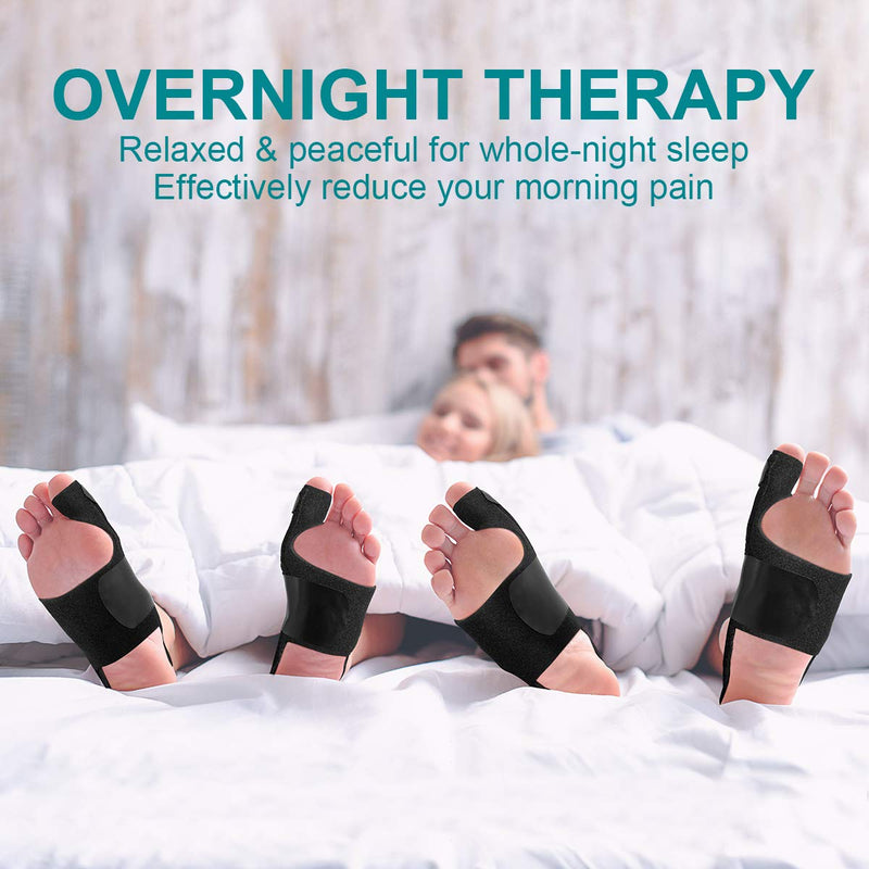 AVIDDA Bunion Corrector - 1 Pair Adjustable Bunion Splints and 2 Pack Gel Toe Separators, Toe Straighteners for Bunion Pain Relief, Overlapping Toes, Hallux Valgus, Crooked Toes (Black) Black 1 Pair-upgraded - NewNest Australia