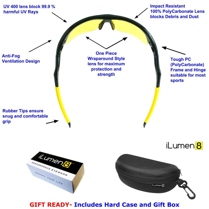 iLumen8 BEST Shooting Glasses UV Blacklight Yellow Vision Safety Eye protection 1 Pair - NewNest Australia