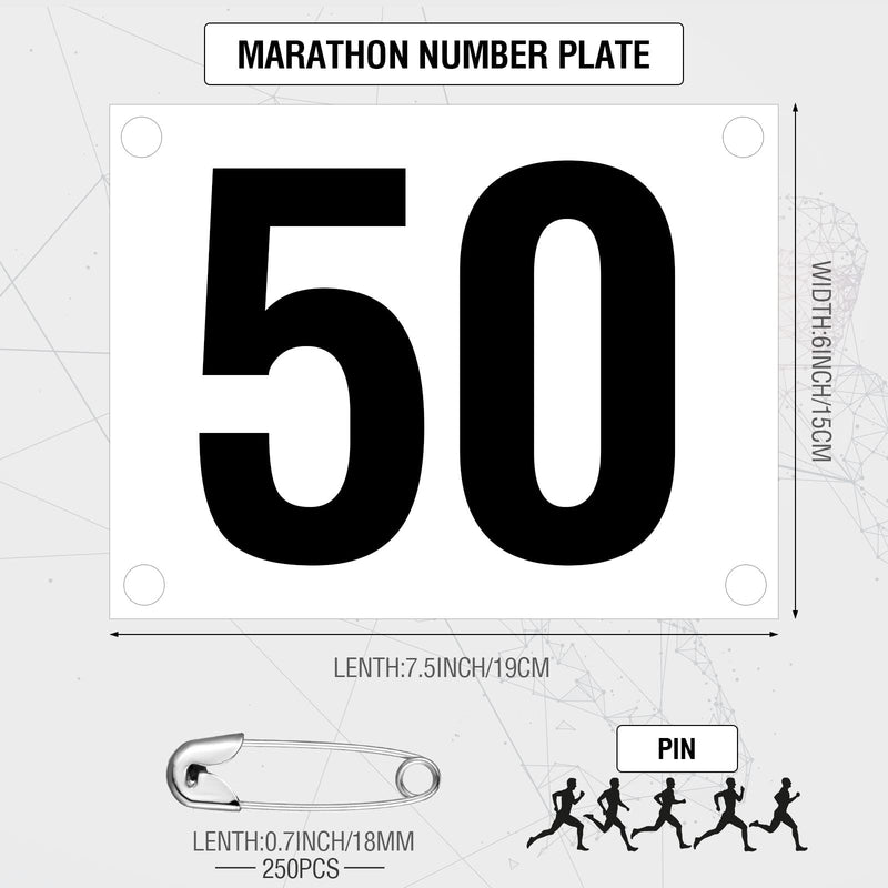 Running Bib Numbers with Safety Pins for Marathon Sports Competition Events Tyvek Tearproof Waterproof 6 x 7.5 Inch 50 1-50 Number - NewNest Australia